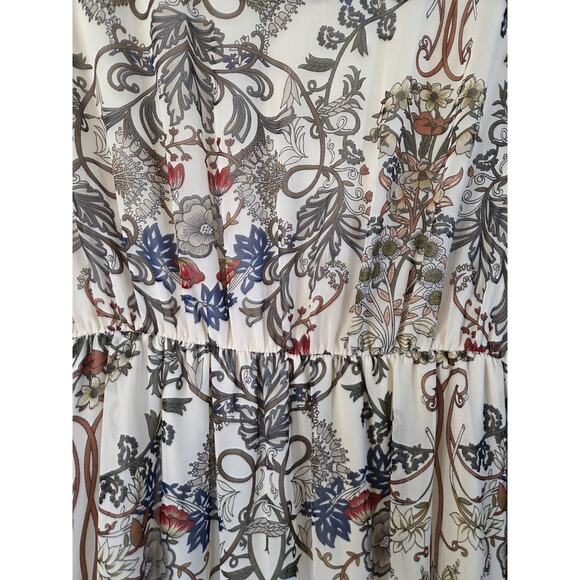 Fraiche By J Romantic Boho Neutral Floral Fall Hippie Maxi Dress, Size Large - Picture 6 of 13